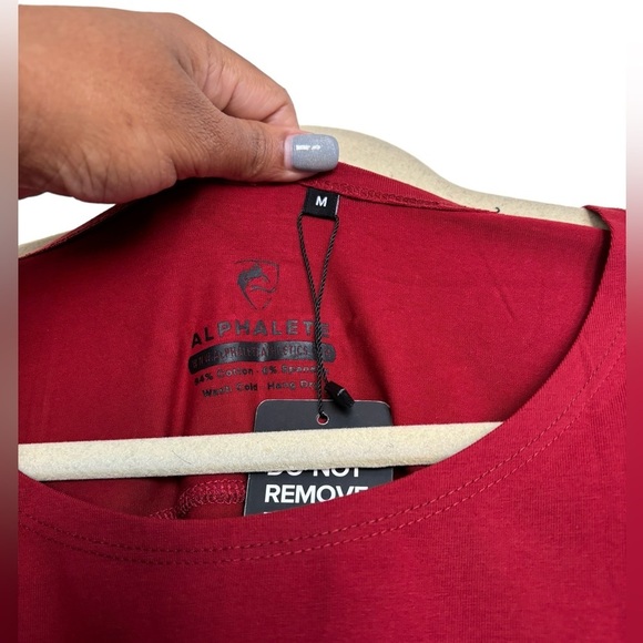 Alphalete cotton Blend Oversized tee Ruby Red burgundy Curved Hem Size M NEW - Picture 9 of 9